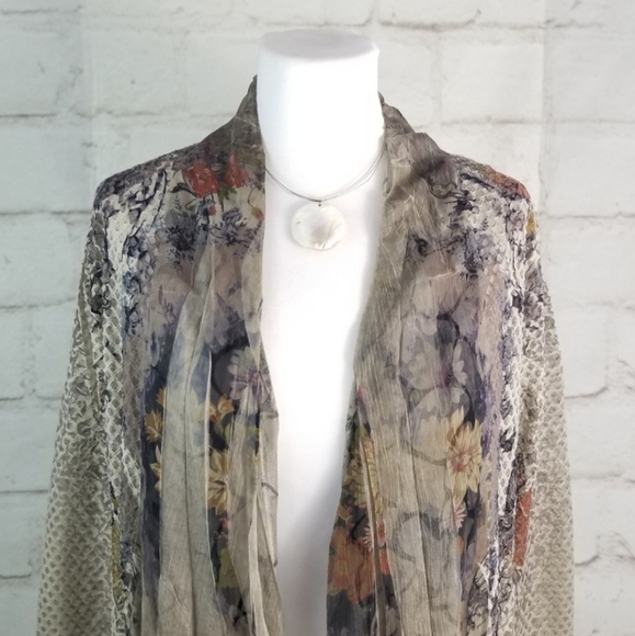 Kamana M Open-Front Multi-Pattern Mesh Blazer Jacket Cardigan - Picture 2 of 8